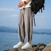Spring and summer men's and women's casual pants men's Harlan pants cotton and linen new Chinese thin loose tied nine-point pants men's