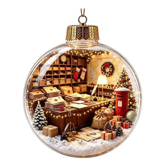 Palline di Plastica per Festa Ornamento Luminoso Storia di Natale, Palla Appesa 3D Luminosa con LED Caldo, Mini Decorazione Festiva da Interno/Esterno Festività