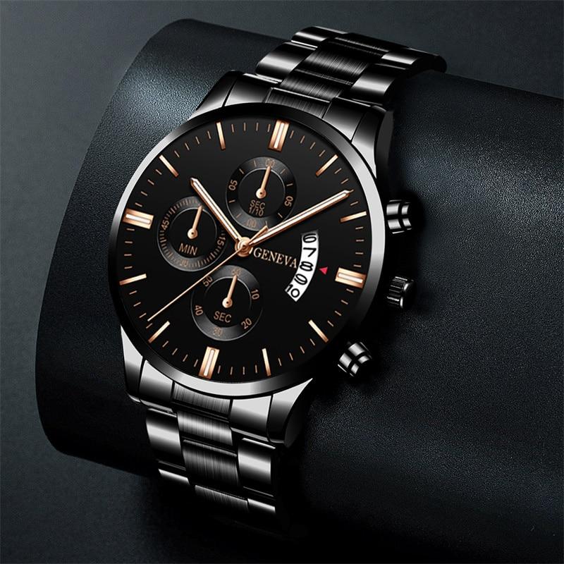 Reloj Hombre  Fashion Mens Watches Luxury Stainless Steel Quartz Wrist Watch Men Business Calendar Watch Relogio Masculino