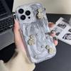 Epoxy Flower Pearl Mobile Phone Case For Iphone17Promax Silver Gray Cream Wind Apple 14 Soft All-Inclusive
