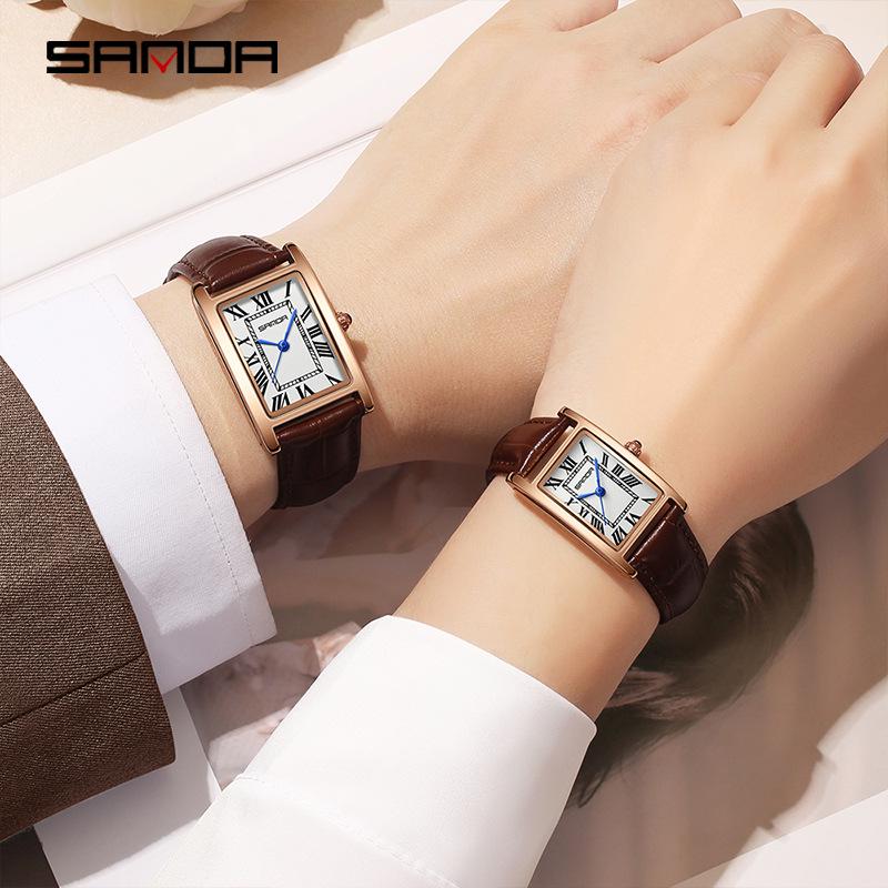 Orologi SANDA Quadrati Retro per Coppia - Eleganti, Impermeabili, al Quarzo, da Polso per Uomo e Donna