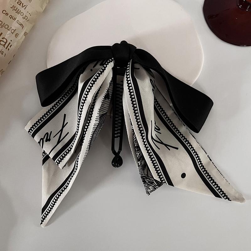 Fashion Ribbon Bow Banana Clip Simple Headwear For Women Girls Versatile Hair Claw Temperament Hairpin Headdress Vertical Clip