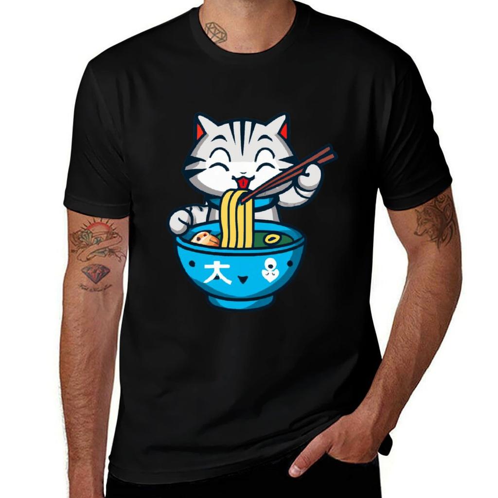 Cute Cat Eating raUnisex TShirt Big Size Daily Wear TShirt