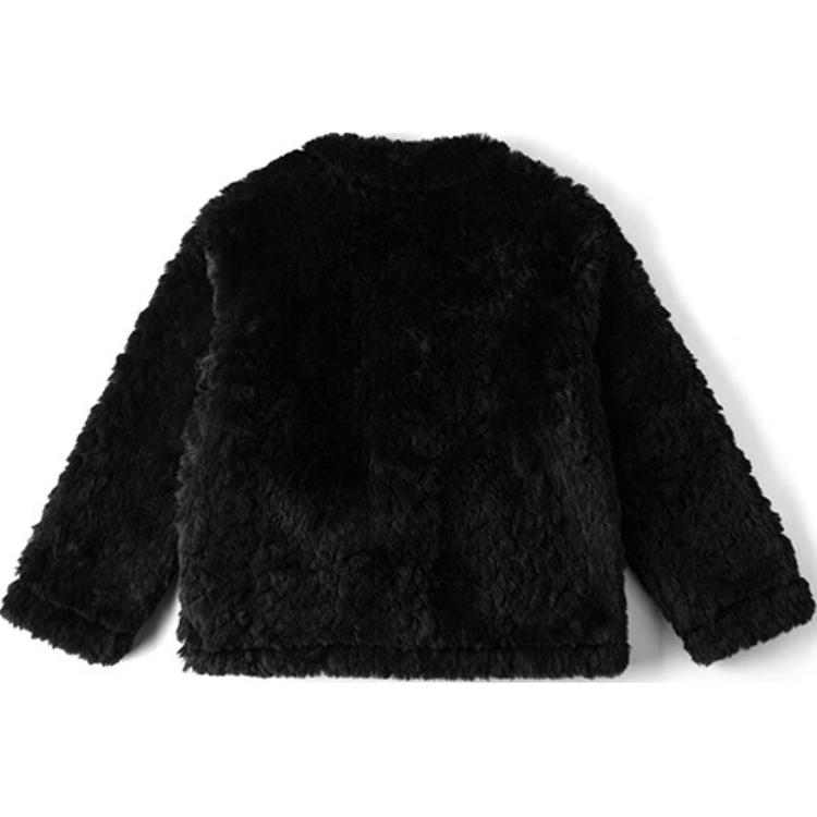 Vans Solid Color Brand Logo V-Neck Outdoor Casual Warm Fleece Jacket Women jackets Black VN000GPDBLK