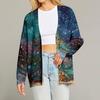 Women's Fashion Long Sleeve Christmas Print V-Neck Button Loose Cardigan Top