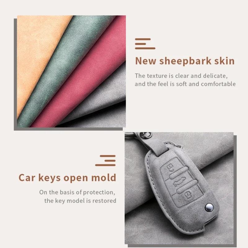 Car Key Case Cover For A1 A3 A6 A6L Q2 Q3 Q7 TTS R8 S6 RS3 Leather Car Key Shell Accessories