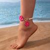 Gorgeous Faux Pearl Chic Flower Pendant Anklet for Women Delicate Forel 3D Flower Foot Chain Party Vocation Jewelry Gifts