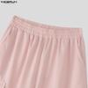 INCERUN Summer Men Elastic Waist Pockets Casual Loose Shorts Pants Capri