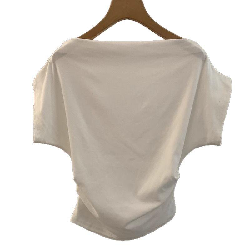 2025 Sommar Off-Shoulder Randig Asymmetrisk Smalande Damtopp