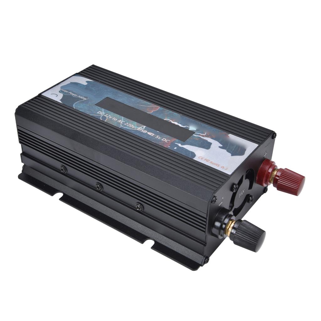 300W Smart Power Converter with Display Aluminium Alloy DC12V To AC220V Power Inverters