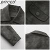 BITCED Spring/Autumn Lightweight Leather Jacket for Women Multi-Pocket Cardigan Style Casual Jacket Fashionable Trendy Everyday Outerwear