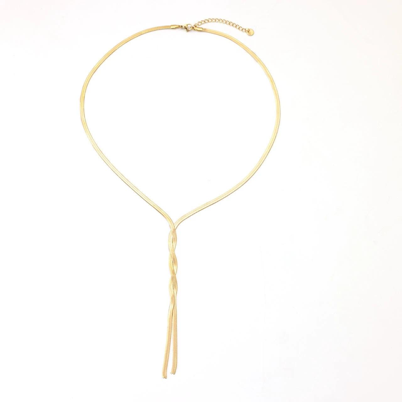 LT-B-887 Flat Snake Necklace Stylish and Versatile Design High-End Titanium Steel Pendant Sweater Chain