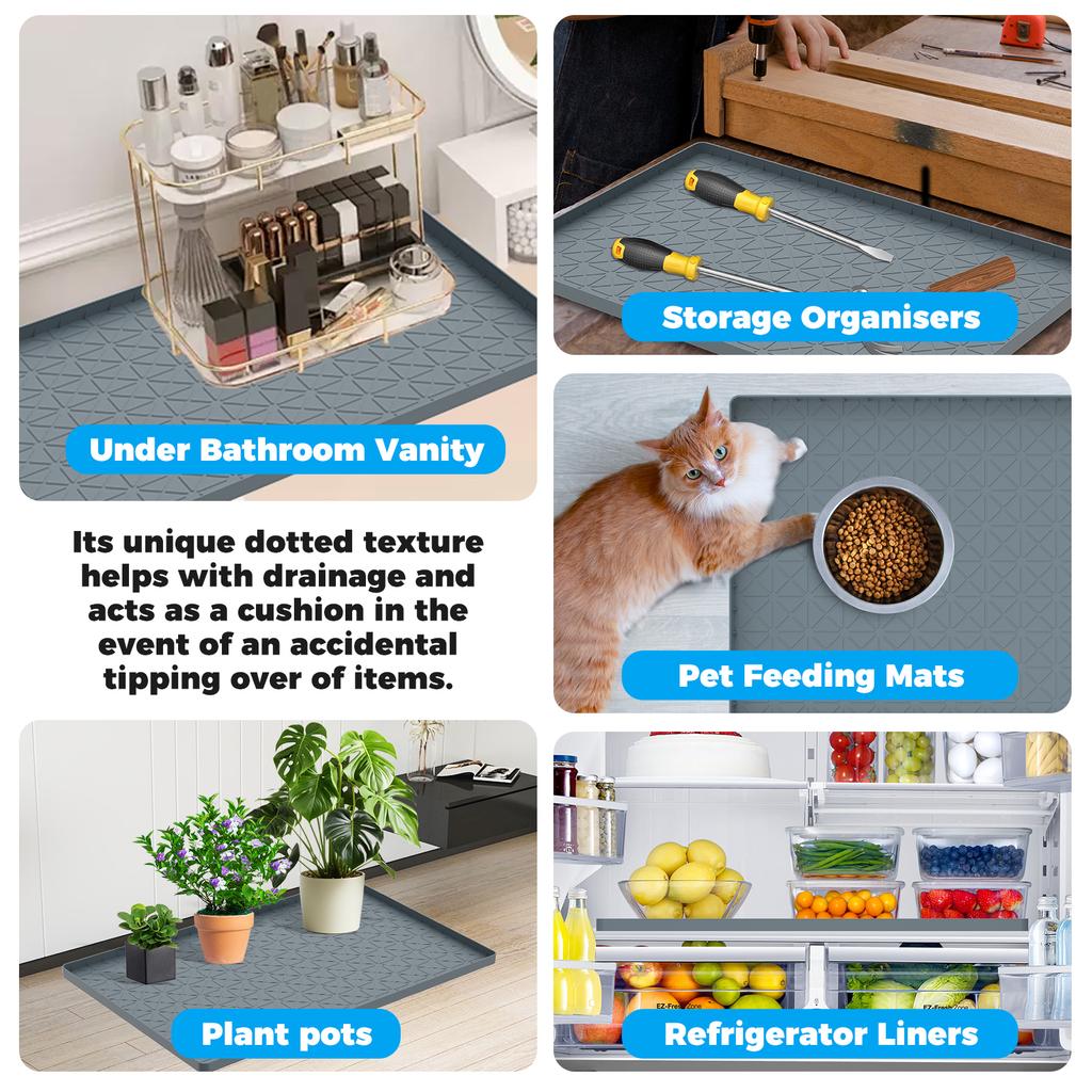 Thickened Under-Sink Mat Liner Multifunction Oil Proof Textured Kitchen Sink 34"*22" Organizer Storage Tray With Heightened Edge