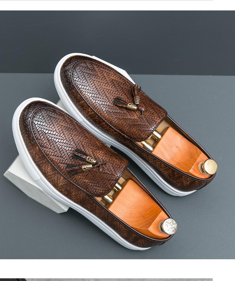 

Дешевая кожаная обувь мужская весенняя обувь-лоферы на педалях для ленивых людей, мягкая обувь-бини с бахромой, обувь для вождения, модная обувь 47 коричневый