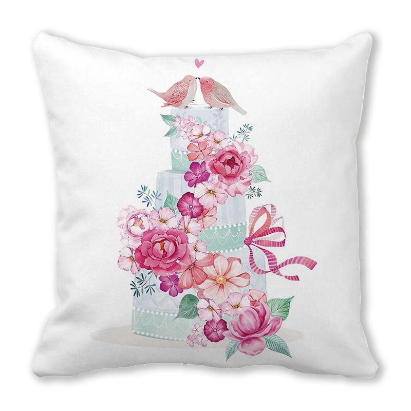 Happy Valentine's Day Theme Digital Printing Short Plush Pillow Covers for Car Sofa Office Cushion Cover Home Goods 60x60cm