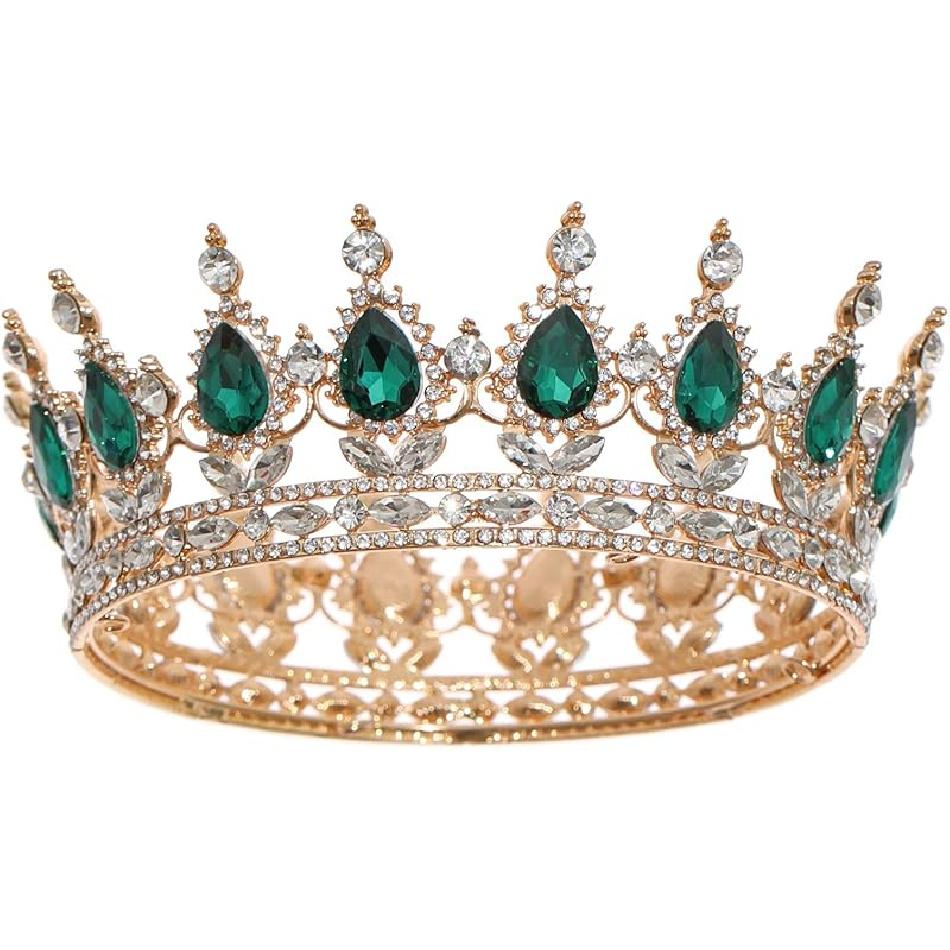 FORSEVEN Queen Crown Rhinestone Wedding Crowns and Tiaras for Women Costume Party Hair Accessories Princess Birthday Crown Crystal Bridal Crown