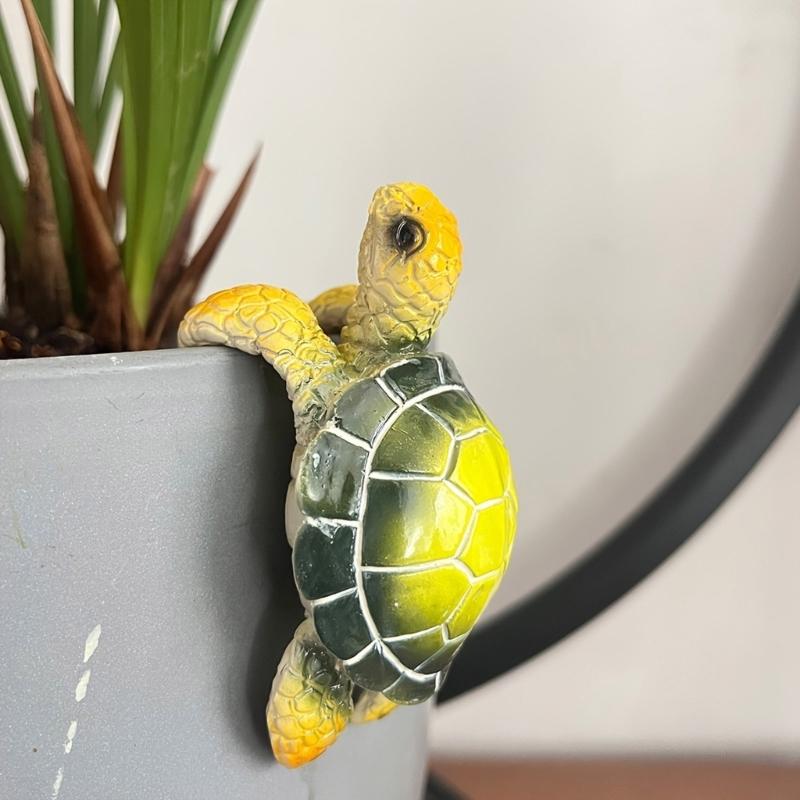Whimsical Tortoises Figurine Planter, Resin Hanging Garden Outdoor Accent Ornaments for Pots and Home Decoration Garden