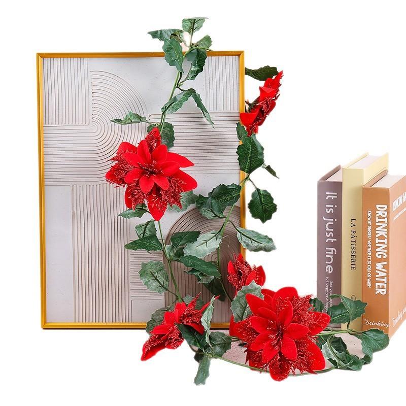 Christmas Decor Artificial Garland With Faux Flowers For Home Holiday Festive Atmosphere