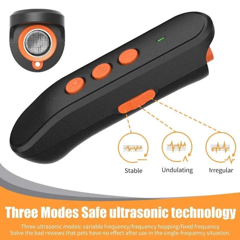 Waterproof Ultrasonic Anti Bark Device Rechargeable 25FT Range Portable Dog Trainer with LED Light Night Walking Aid
