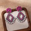 Bohemian Ethnic Hollow Flower Dangle Earrings Women Vintage Turquoise Drop Earrings Chic Summer Vacation Jewelry