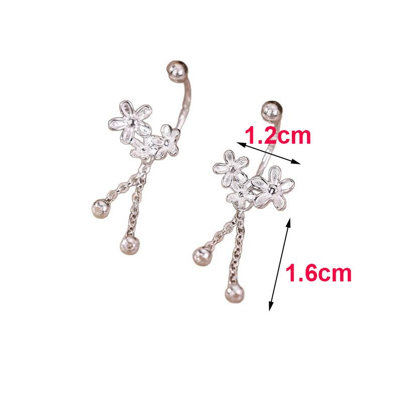 Real 925 Silver Flower Bead Screw Chain Tassel Plant Stud Earrings For Women Cute Fine Jewelry Light Accessories