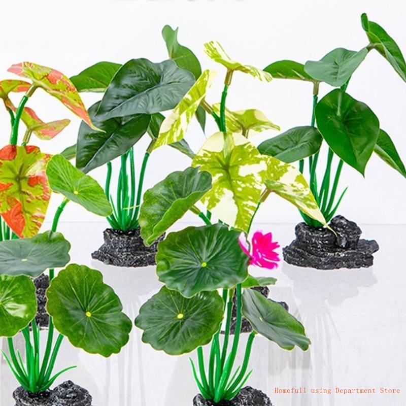 Aquariums Landscape Artificial Lotuses Plant Figurine Statue for Aquariums
