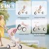 Children's Tricycle, Convertible Baby Buggy, 5-in-1, Push Handle, 1-3 Years, Pink
