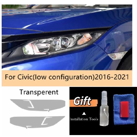 Car Headlight Protective Tint Anti Scratch Film Smoke Black TPU Transparent Sticker For Honda Civic 10th 2016- Accessories