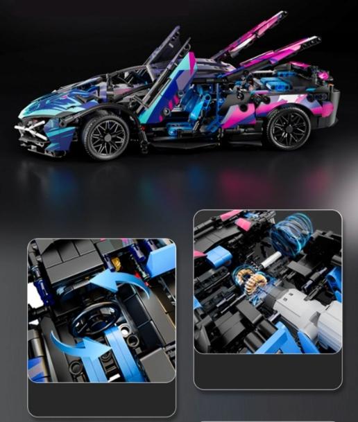 Mega Lamborghini Blocks Cyberpunk Blocks Set - 1314 Elements Perfect Gift