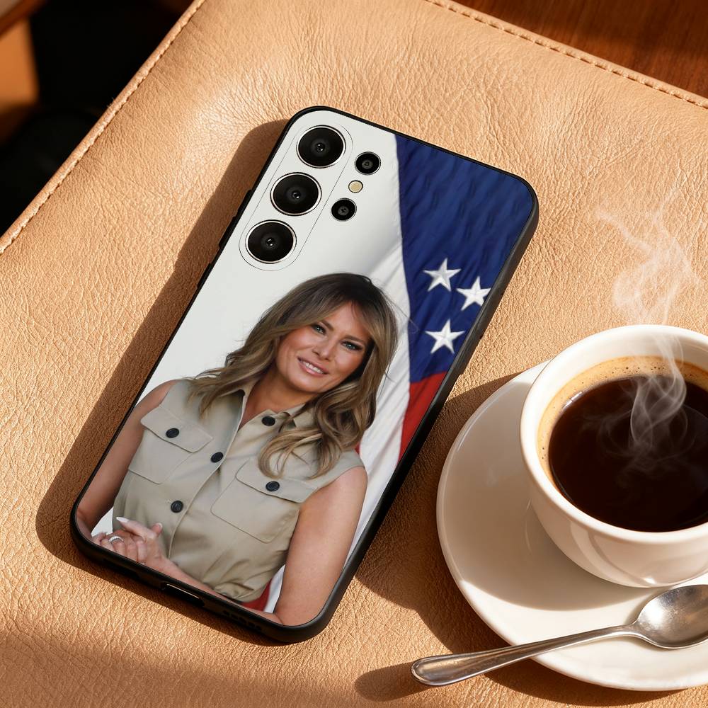 

Fashion Model Melania First Lady Phone Case For Samsung S26,S25,24,23,22,30,21,10,9,Ultra,Plus,Lite,FE Soft Black Case Samsung S24fe