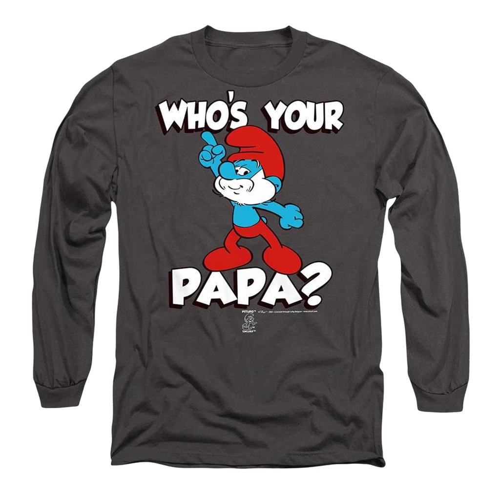 The Smurfs Unisex Adult Who´S Your Papa Smurf Long-Sleeved T-Shirt