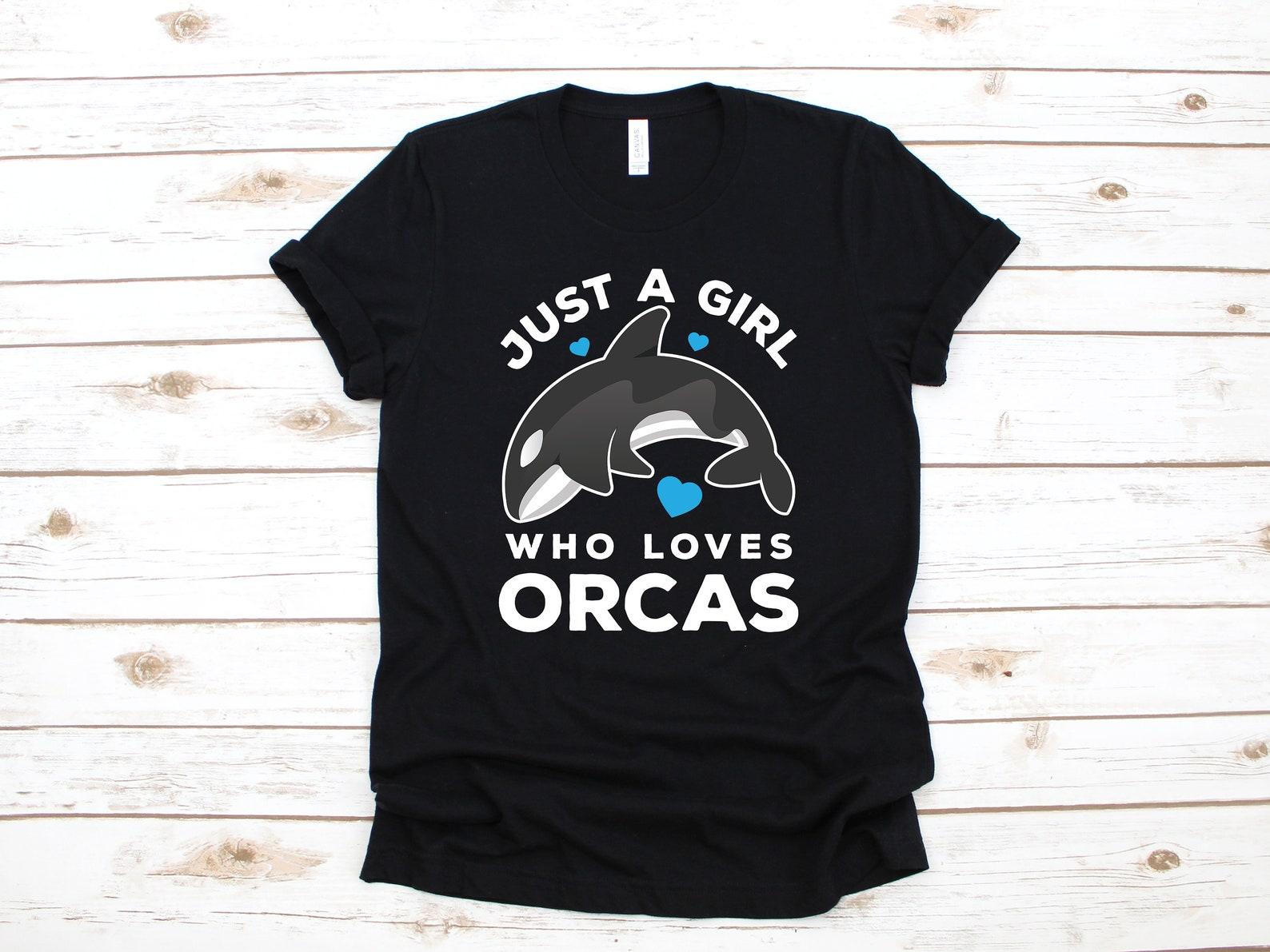 Girl Who Loves Orcas T-Shirt, Orca Whales Shirt, Orca Whale Girl T-shirt, Kids Tee, T-shirt, Tank Top, Womens Shirt L