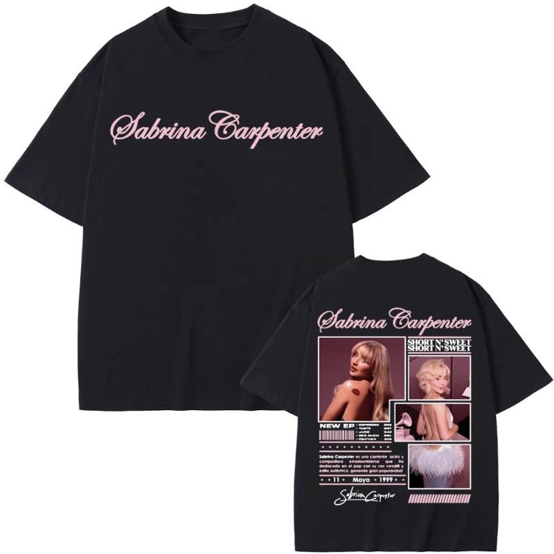Sabrina Carpenter Short N Sweet Tour Doppelseitige Grafik T-Shirts Herren Damen Kleidung Mode Ästhetik Hip Hop T-Shirts Oberteile