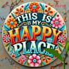 Happy Place Floral Wall Art Metal Sign Home Decor