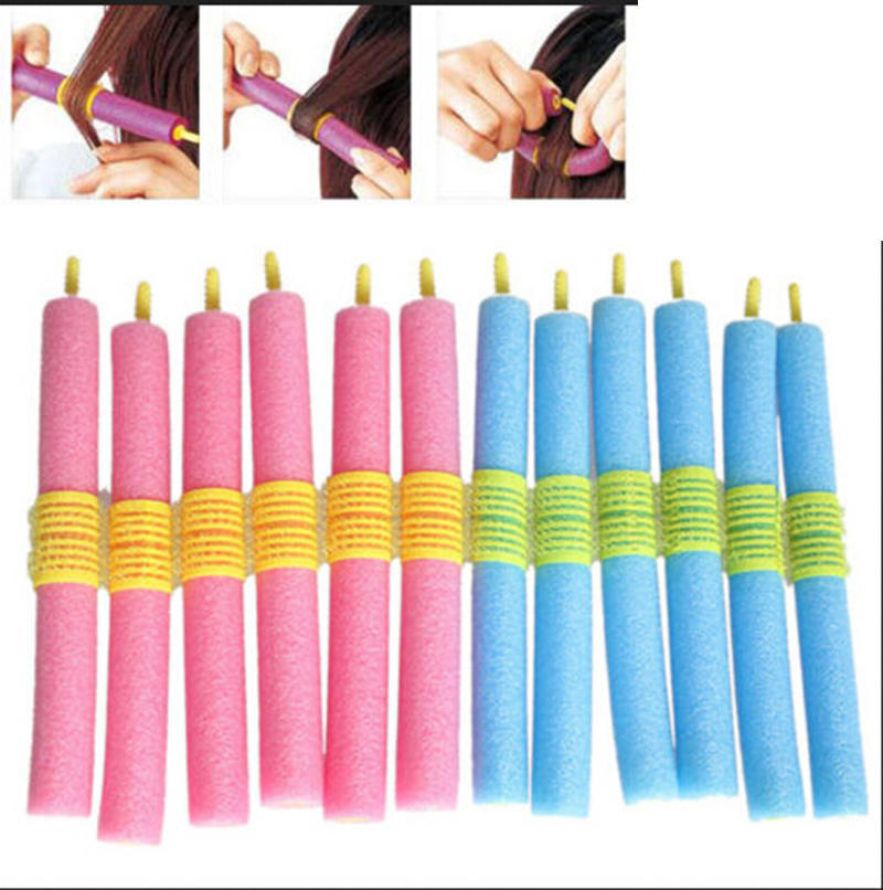 

12Pcs Soft Twist Soft Foam Bendy Hair Rollers Curlers Cling Strip