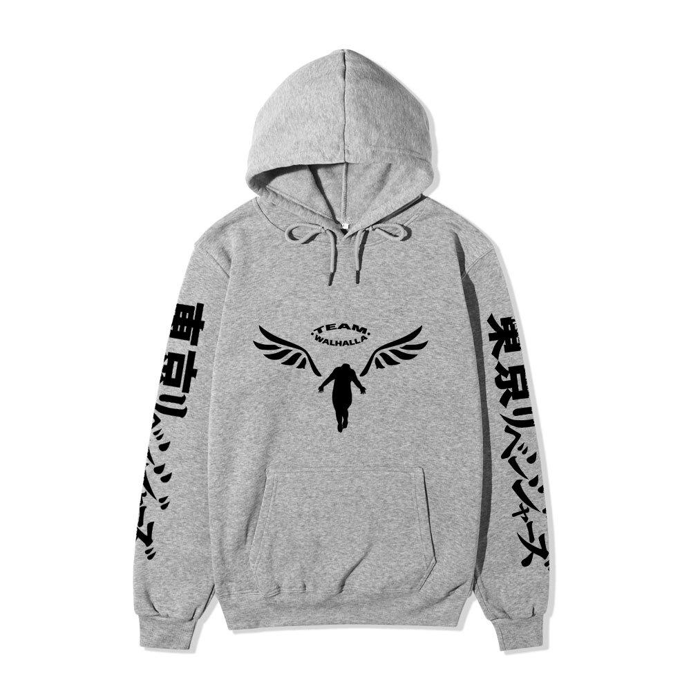 Men Women Fleece Hoodie Tokyo Revengers Walhalla Logo Autumn Winter Japanese Letter Street Long Sleeve Anime Sweatshirt