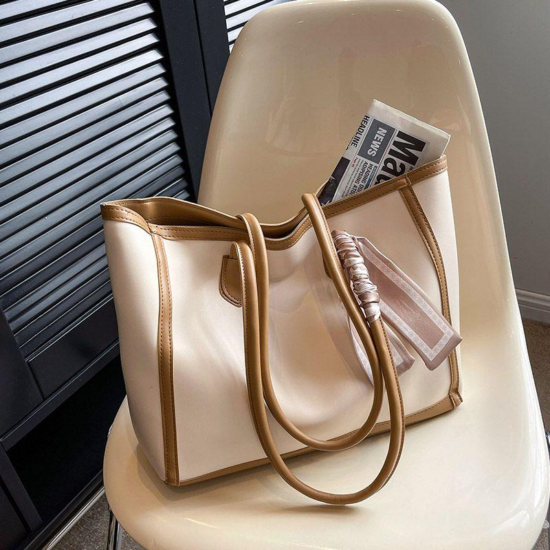 

Bag Female Contrast Color College Students Class One Shoulder Shopping Bag Brown