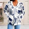 Women Plus Size Zip Up Hoodie Long Sleeve Drawstring Hood Swirl Print Pink Blue Purple With Pockets