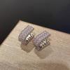 Stylish high-end earrings, double-row zircon U-shaped design earrings, elegant and fashionable accessories