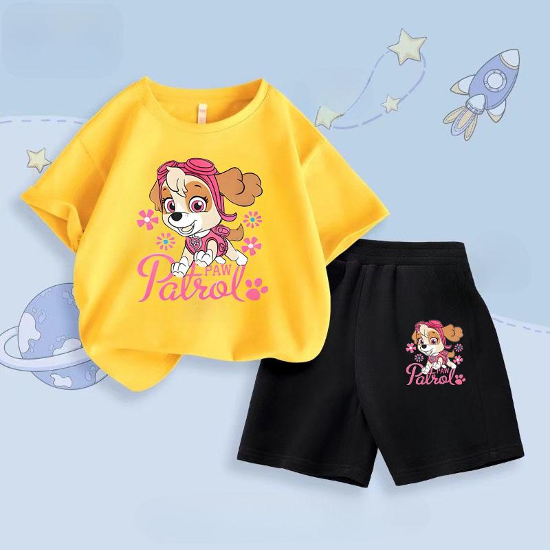 Paw Patrol Summer New Children's Short Sleeve Clothing Set, Two-Piece Shorts Set, Breathable Casual Outfit