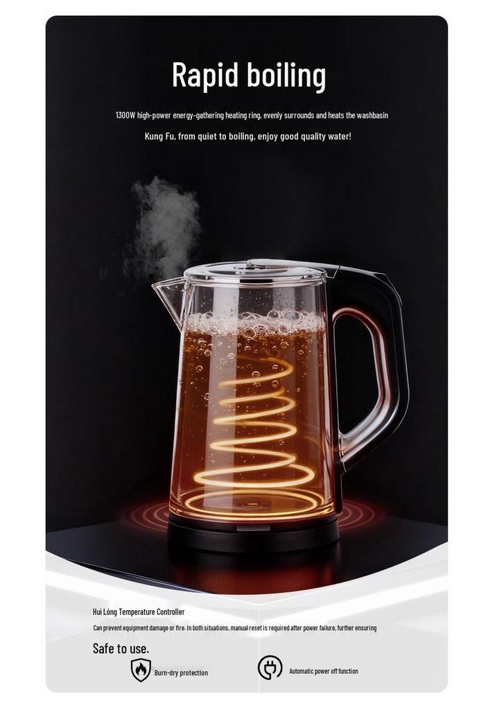 304 Stainless Steel Electric Tea Kettle Set with Auto Power Off for Hotels and Guesthouses