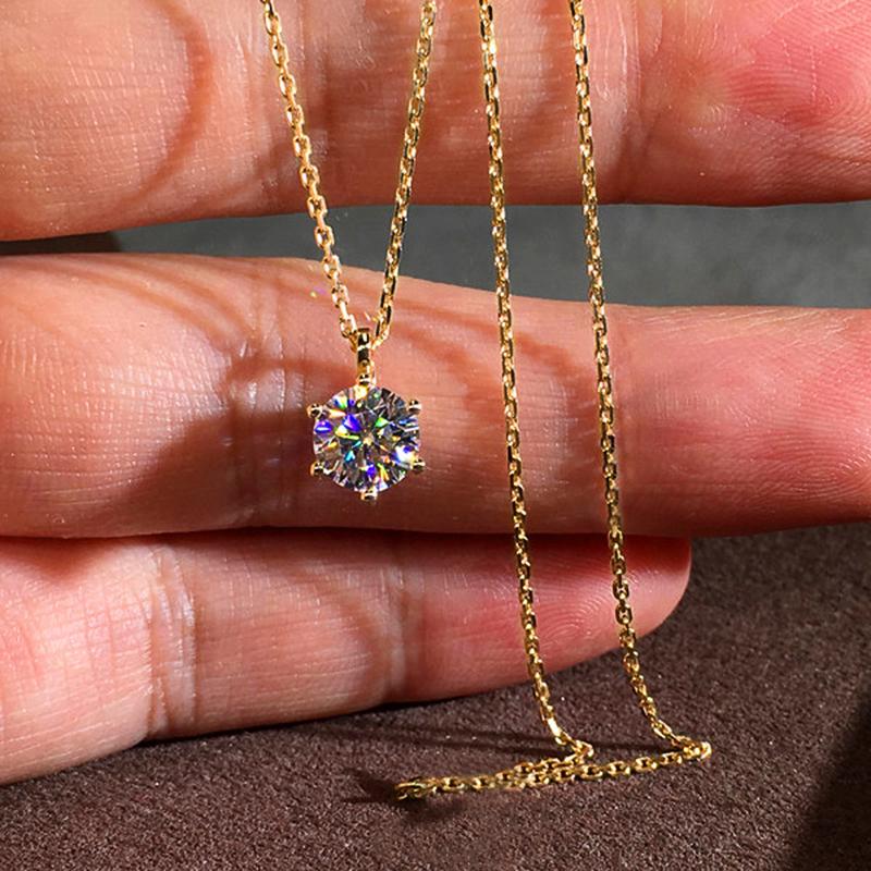

Huitan Simple Classic Six Prong Solitaire Подвески Ожерелья Женские Цвет/Розовое Золото Блестящий CZ Подарок На Юбилей Ювелирные Изделия