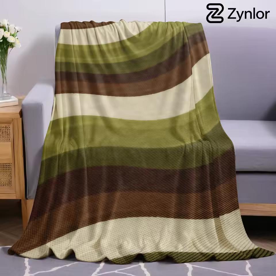 Retro WaveS Cartoon Anime Print Flannel Blanket Soft Warm Throw for Kids Bedroom Sofa Bed Christmas Office Car