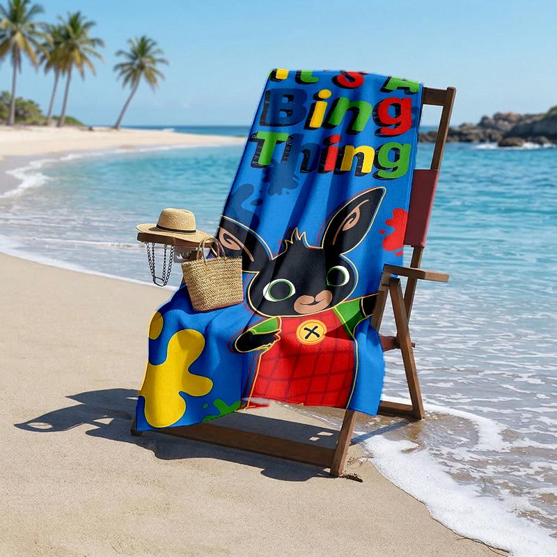 Bunny Fashion Beach Towel: Ideal for Summer Adventures Soft, Absorbent and Quick Drying Suitable for Swimming and Bathing
