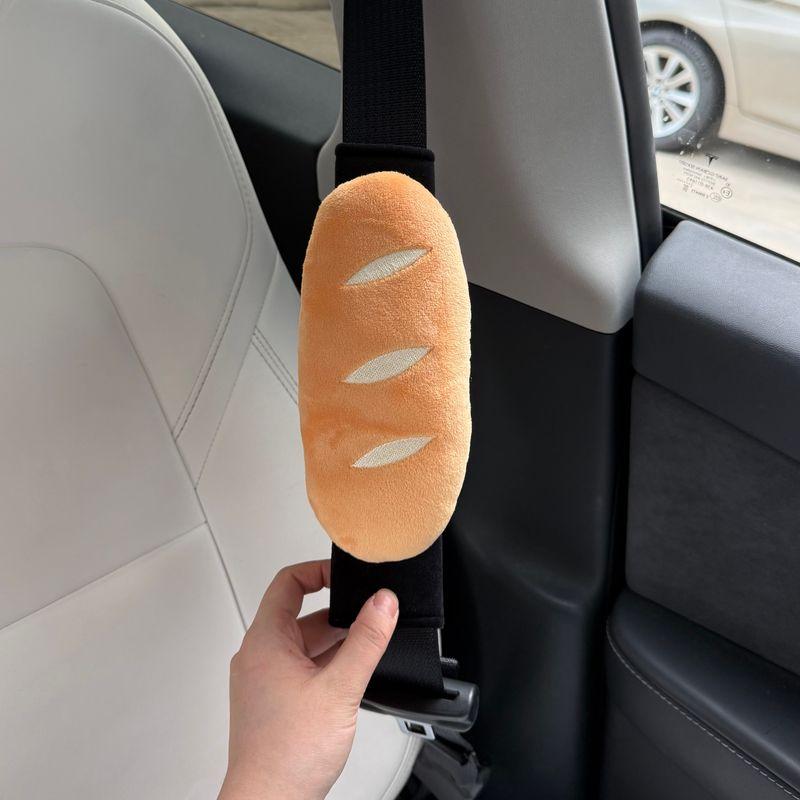 Original Cute Baguette Plush Car Seatbelt Shoulder Protector Anti-Wear Anti-Slip Decorative Accessory