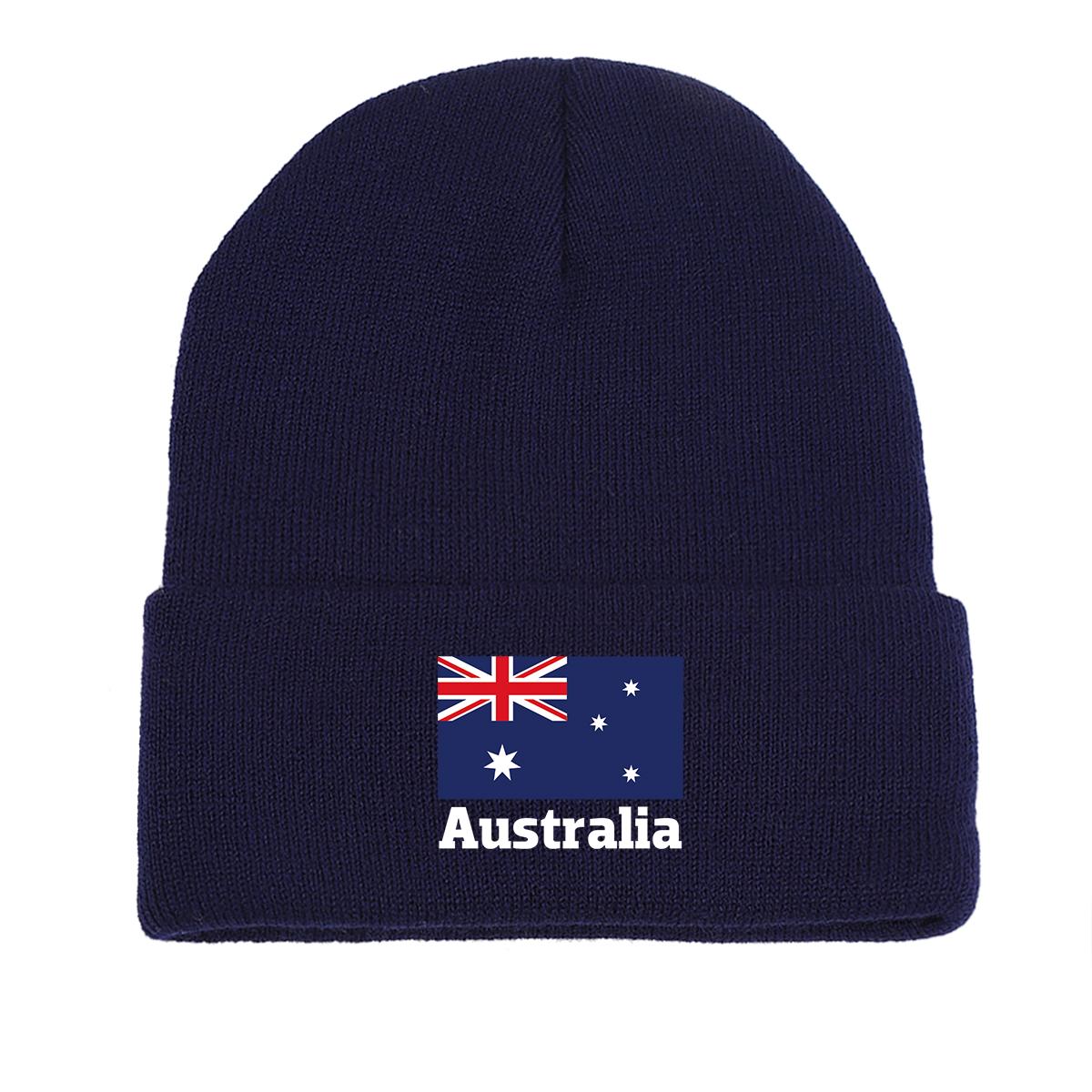 

Australia Flag Winter Hats Unisex Knit Hat Beanie Winter Hat for Men Candy Color Leisure Knitted Beanies For Street Style темно-синий