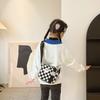 Stylish Children's Checkerboard Canvas Bag Ideal For Boys' Casual Outings And Everyday Use