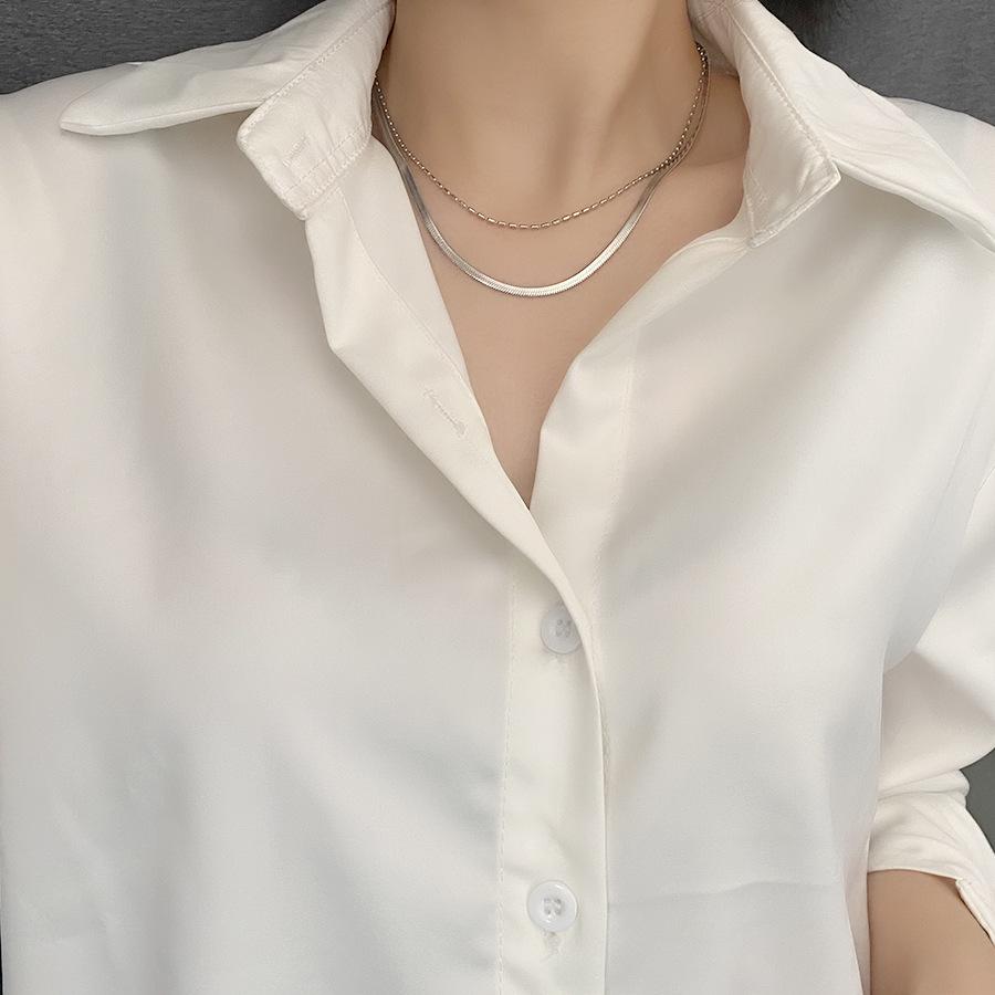 Titanová ocel Neblednoucí Dvouvrstvý Hadí řetízek Náhrdelník - Dámský Letní Choker a Klíční kostní doplněk