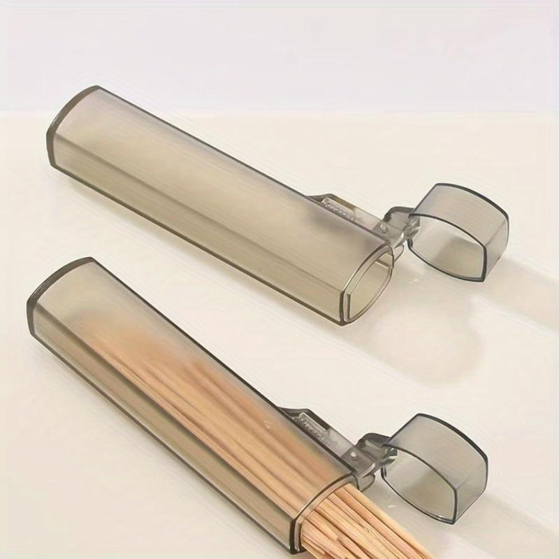 Portable Clear Plastic Toothpick & Swab Holder |Leak-Proof Metal Cylindrical Travel Organizer | Compact Desktop Storage for Home