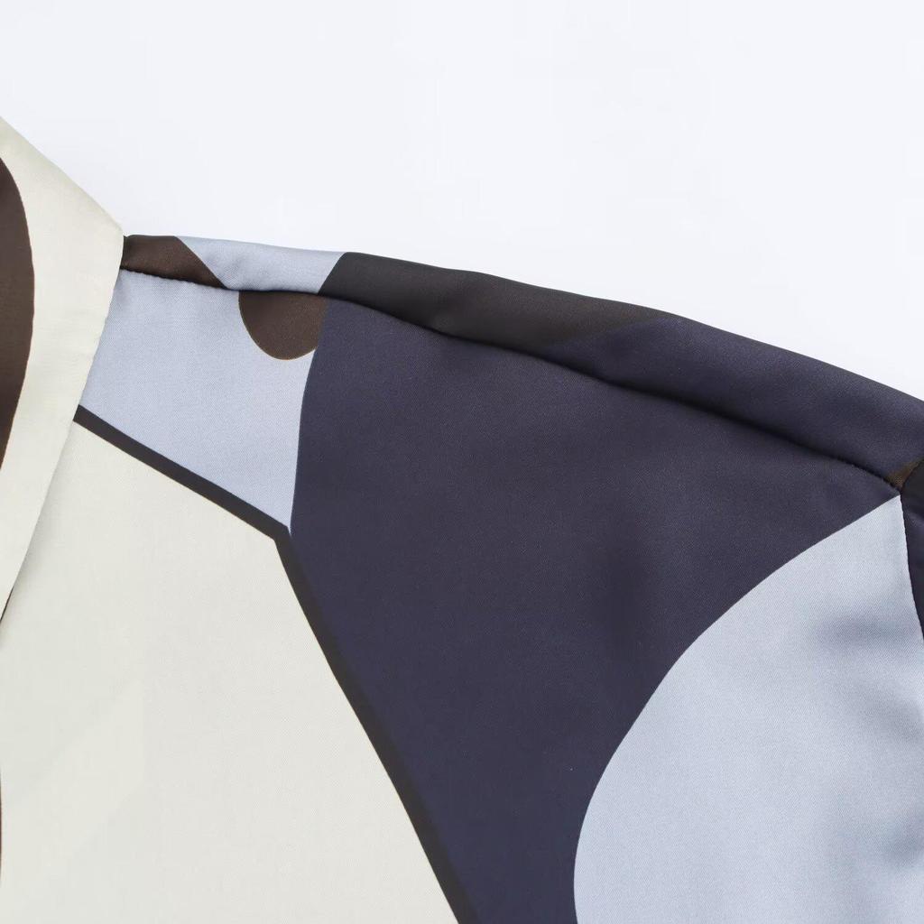 Spring 2025 Women's Fashion: Versatile Silk Satin Lapel Print Shirt